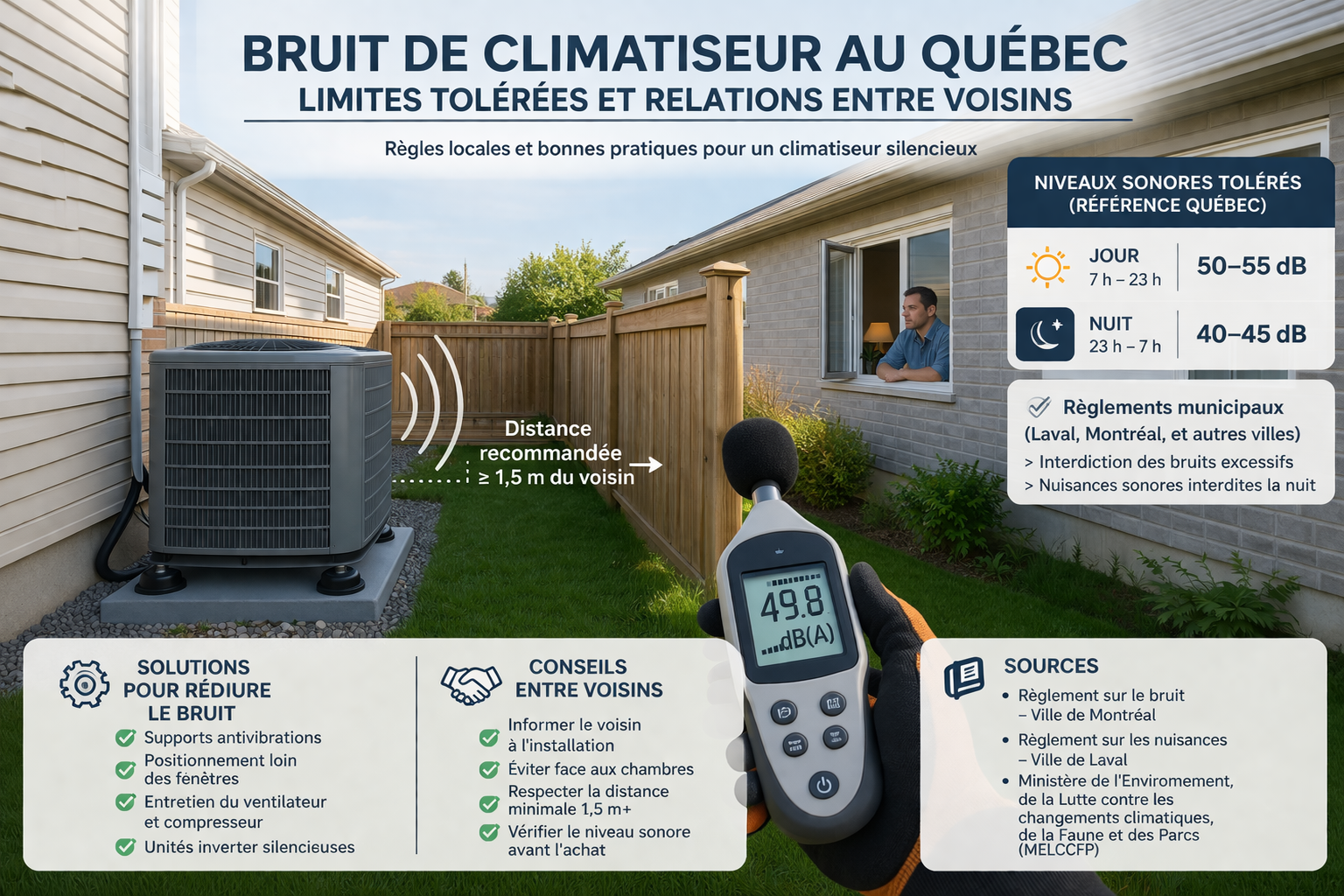 les reglements bruis climatiseur thermopompe